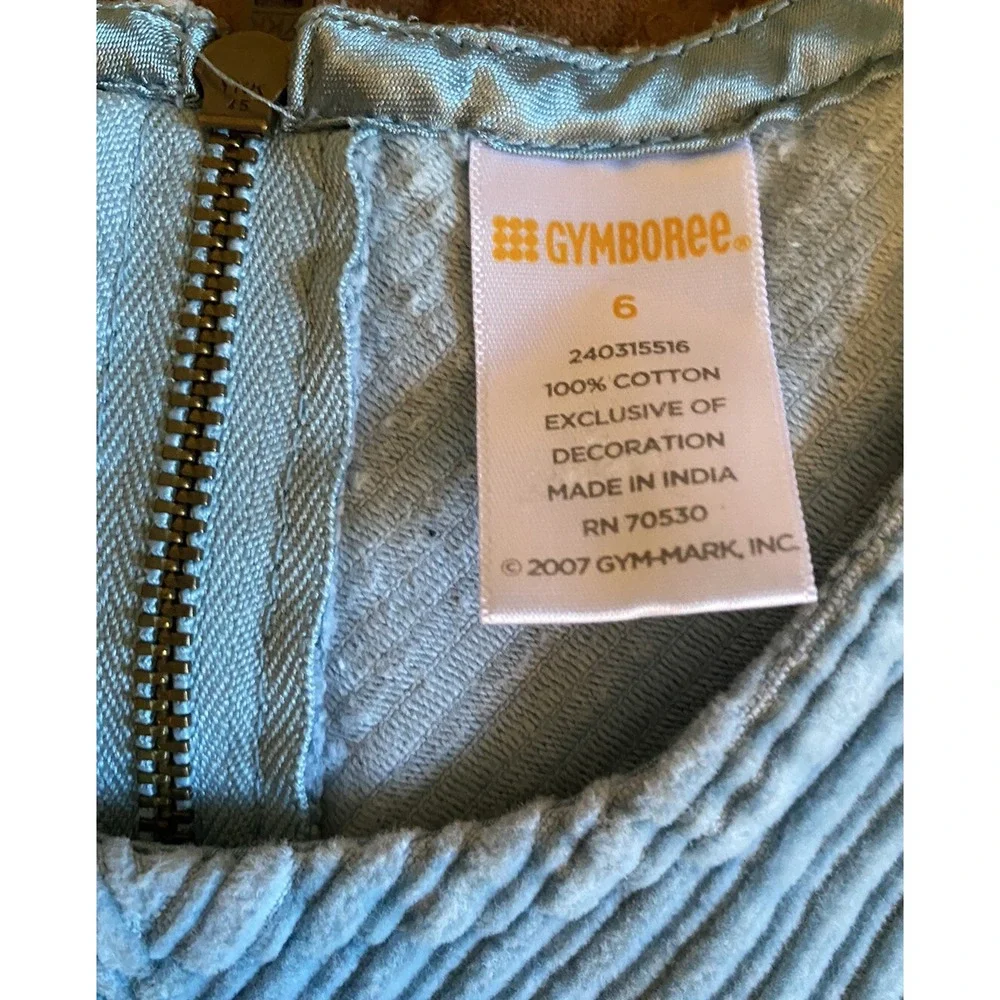 Vtg Gymboree Jumper Dress Corduroy Sleeveless Blue Zipper Pockets Girls Sz 6